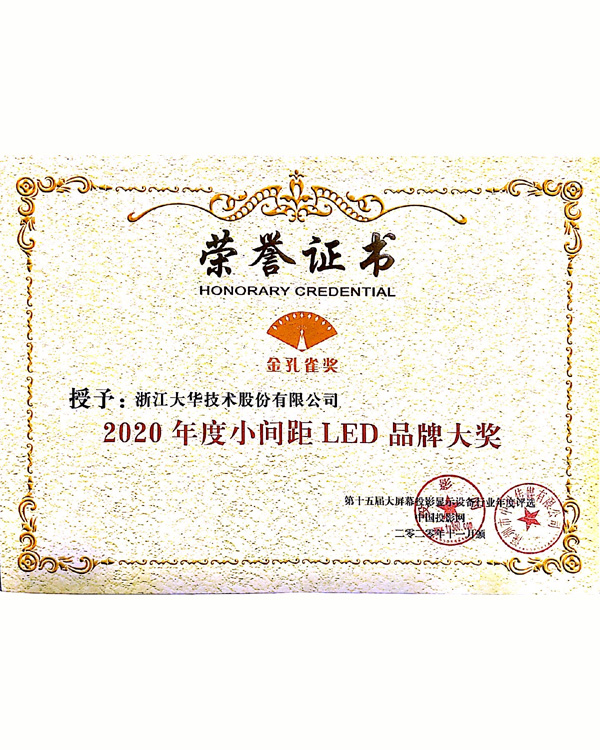 2020年度小间距LED品牌大奖